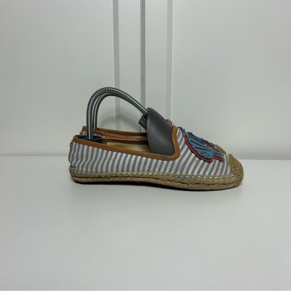 Tory Burch espadrille stripe shell crab blue